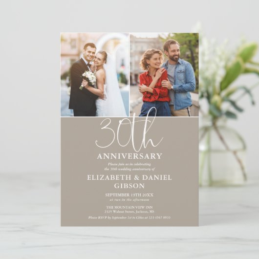 30e bruiloft Jubileum toen en nu 2 foto Kaart (Staand voorkant)