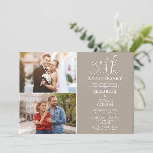 30e bruiloft Jubileum toen en nu 2 foto Kaart (Staand voorkant)