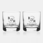 30e bruiloft Jubileum verlaat Motif Monogram Whisky Glas (Voorkant)