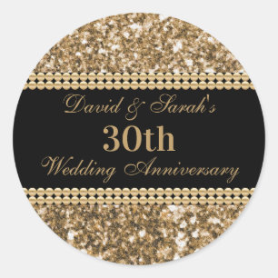 30e bruiloft Jubileum viering gouden glitter Ronde Sticker