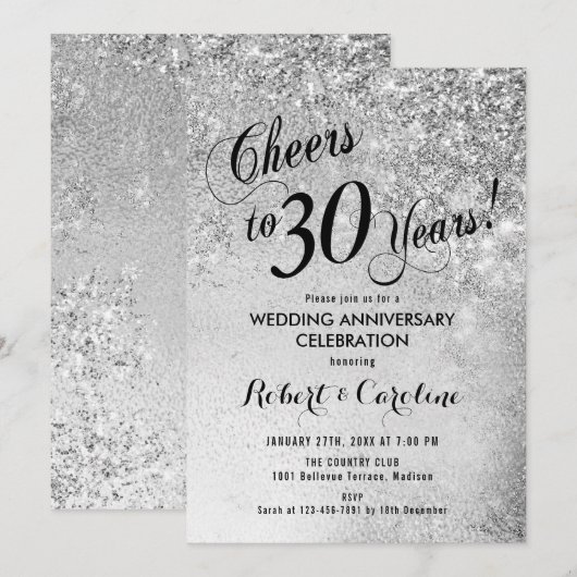 30e bruiloft Jubileum zilver Kaart (Voorkant / Achterkant)