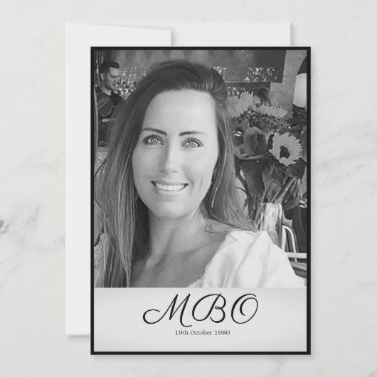 30e Classy Monogram Black White Foto van zaterdag Kaart (Achterkant)