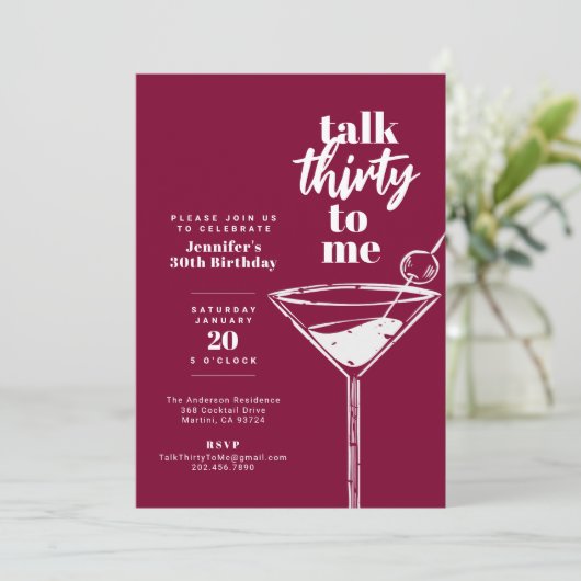 30e Cocktail Verjaardag Kaart (Staand voorkant)