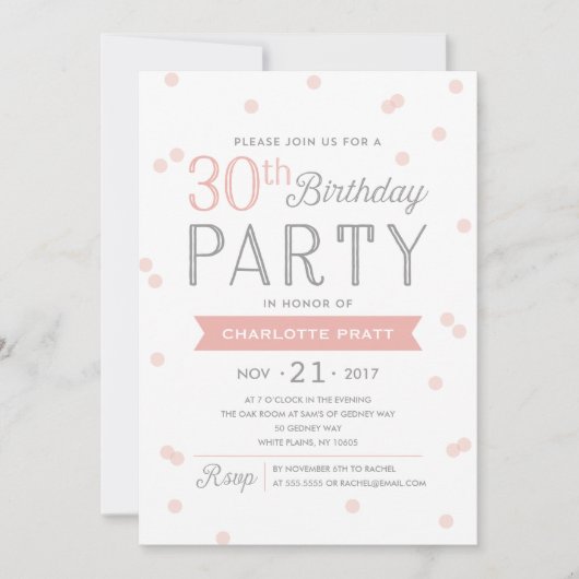 30e Confetti Uitnodiging | Birthday (Voorkant)