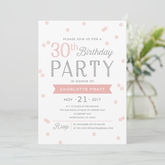 30e Confetti Uitnodiging | Birthday (Staand voorkant)