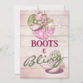 30e Cowgirl Disco Boots Bling Pink Green Kaart (Voorkant)