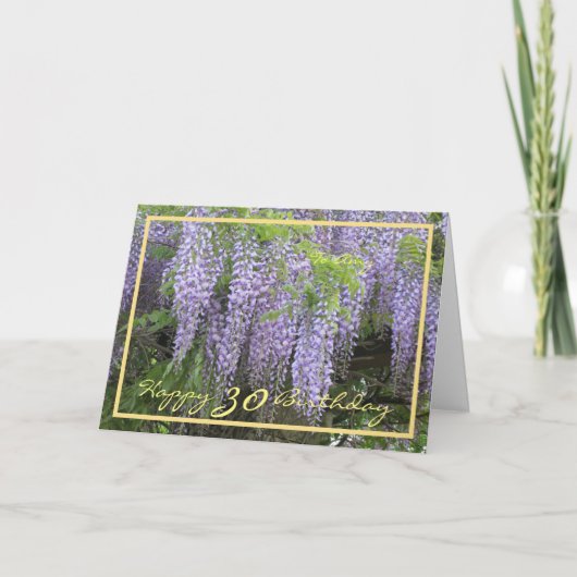 30e dag Amy Paarse Wisteria Elegant Gold Lijst Kaart (Voorkant)