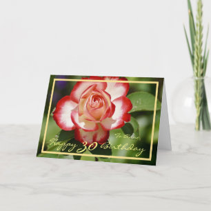 30e dag Anna Red White Rose Elegant Gold Lijst Kaart