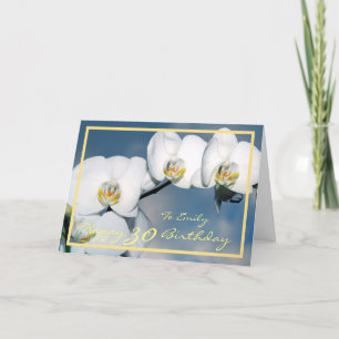 30e dag Emily White Orchids Elegant Golden Lijst Kaart