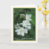 30e dag Jasmine Flowers Name Modern Golden Lijst Kaart (Gele Bloem)