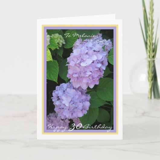 30e dag Melanie Hydrangeas Modern Golden Lijst Kaart (Voorkant)