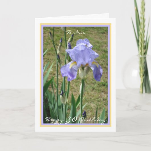 30e dag Paars Iris Elegant Modern Golden Lijst Kaart (Voorkant)