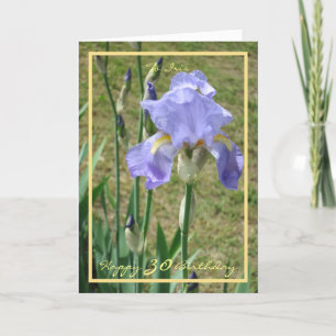 30e dag Paars Mauve Iris Elegant Gold Lijst Kaart