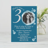 30e Dark Blauwgroen Bubbles Verjaardagsfeest Uitno Kaart (Staand voorkant)