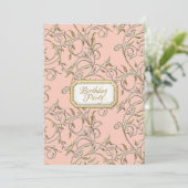 30e Dertigste Glam Oude Hollywood Regency Roze Kaart (Staand voorkant)