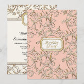 30e Dertigste Glam Oude Hollywood Regency Roze Kaart (Voorkant / Achterkant)