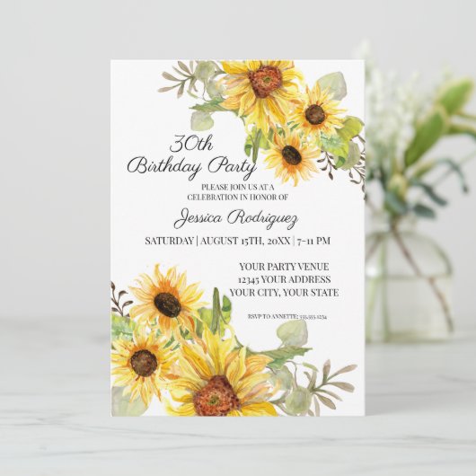 30e Dertigste Verjaardag Rustieke Zonnebloem Bloem Kaart (Staand voorkant)