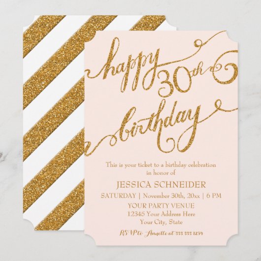 30e, Dertigste verjaardag Ticket Celebration Kaart (Voorkant / Achterkant)