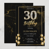30e Diamant Zwart en Goud Verjaardag Kaart (Voorkant / Achterkant)