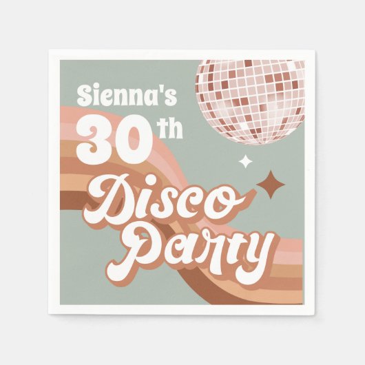 30e Disco Party Retro Verjaardagsservetten Servet (Voorkant)