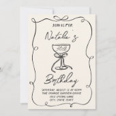 30e Doddle Black White Bow Martini Foto Verjaardag Kaart (Voorkant)