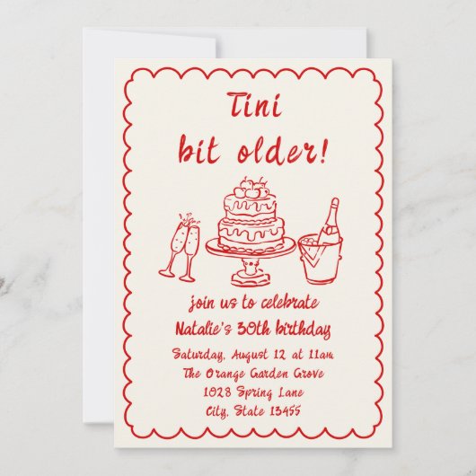 30e Doddle Champagne Cake Foto Verjaardagsfeest Kaart (Voorkant)