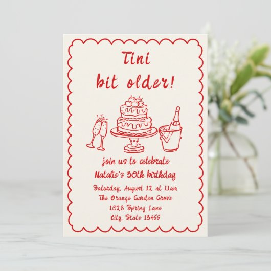 30e Doddle Champagne Cake Foto Verjaardagsfeest Kaart (Staand voorkant)