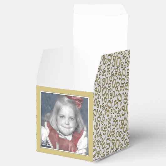 30e foto aandenken - goud / wit nummer patroon bedankdoosjes (Geopend)