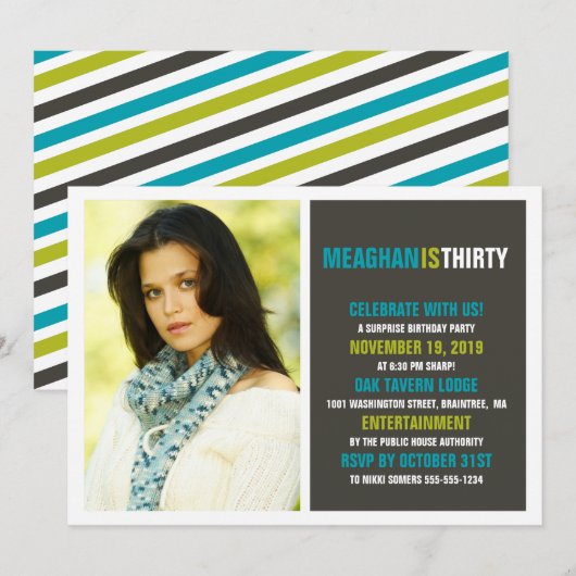 30e foto verjaardag uitnodiging (Voorkant / Achterkant)