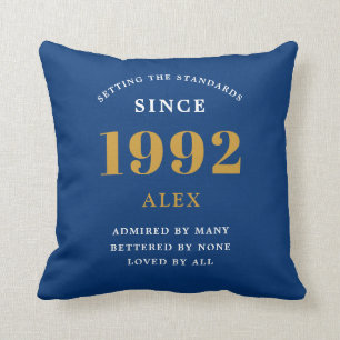 30e geboortedag 1992 Blue Gold Elegant Chic Kussen