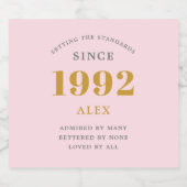 30e geboortedag 1992 Roze grijze aardrijkskunde Bier Etiket (Enkel label)