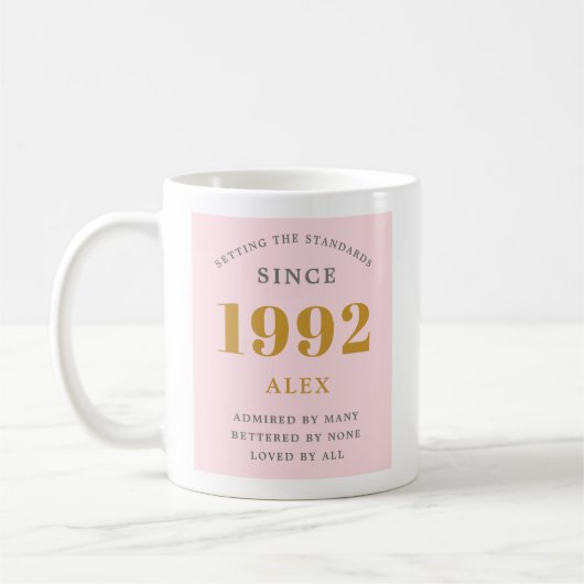30e geboortedag 1992 Roze grijze aardrijkskunde Koffiemok (Links)