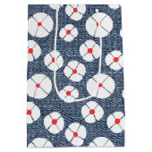 30e geboortedag ballonnen op Floral Denim Medium Cadeauzakje (Achterkant)