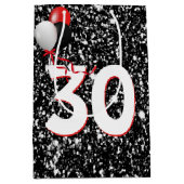 30e geboortedag ballonnen op zwarte glitter medium cadeauzakje (Voorkant)
