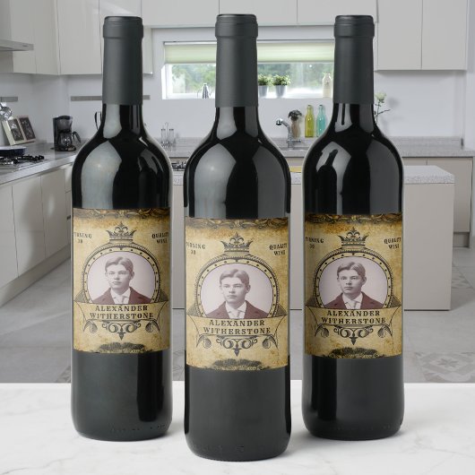 30e  geboortedag Retro Antiek foto Wijn Etiket