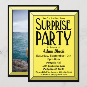 30e geel art Deco Foto Birthday Surprise Party Kaart