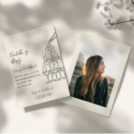 30e geïllustreerde champagnetoren foto verjaardag kaart