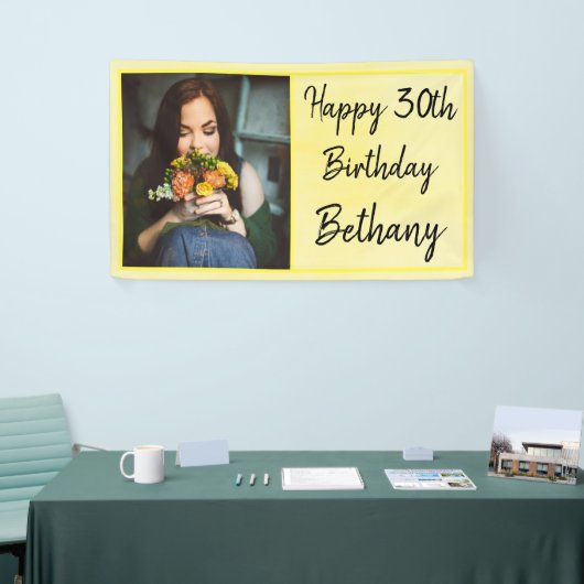 30e gele Waterverf Foto van de geboorte Spandoek (Beurs)