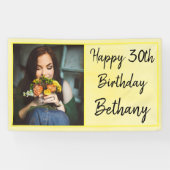 30e gele Waterverf Foto van de geboorte Spandoek (Horizontaal)