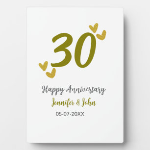 30e gelukkig jubileum gouden grijze huwelijks kopp fotoplaat