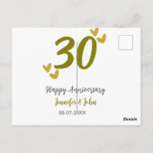 30e gelukkig jubileum gouden grijze huwelijksdag k briefkaart (Achterkant)