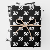 30e Gelukkige Verjaardag Custom Naam Zwart Wit Inpakpapier Vel (In situ)