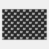 30e Gelukkige Verjaardag Custom Naam Zwart Wit Inpakpapier Vel (Voorkant)