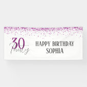 30e Gelukkige Verjaardag Donker Roze Glitter Girly Spandoek (Horizontaal)