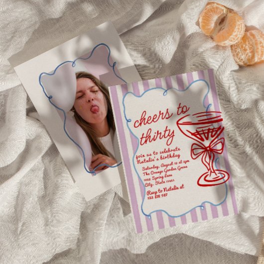 30e getekende kleurrijke champagneglas foto verjaa kaart