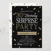 30e Glitter Confetti Surprise Party Invitation Kaart (Voorkant / Achterkant)