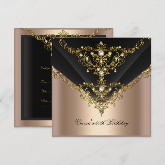 30e Gold Coffee Cream Pearl Black op feestdag Kaart (Voorkant / Achterkant)