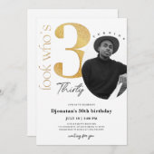 30e Gold-uitnodiging met foto Kaart (Voorkant / Achterkant)