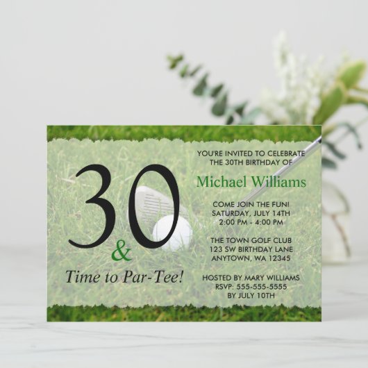 30e Golf Birthday Party Kaart (Staand voorkant)