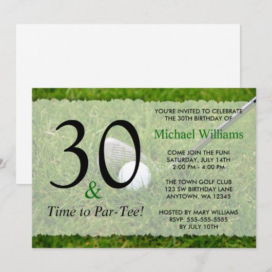 30e Golf Birthday Party Kaart (Voorkant / Achterkant)